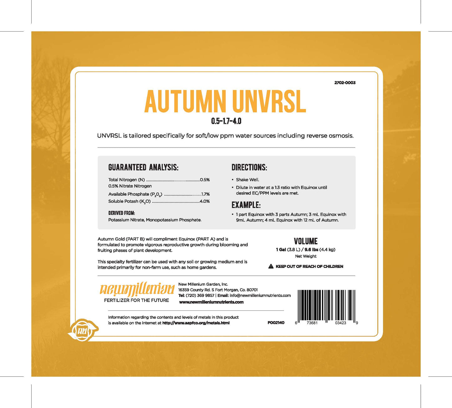 AUTUMN GOLD RO UNVRSL